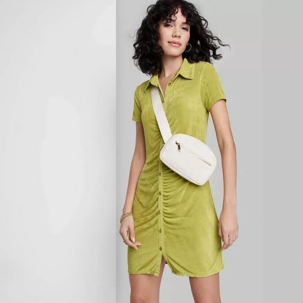 Wild Fable Green Button Bodycon Dress